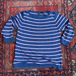 Talbots Navy and Pink Striped Sweater